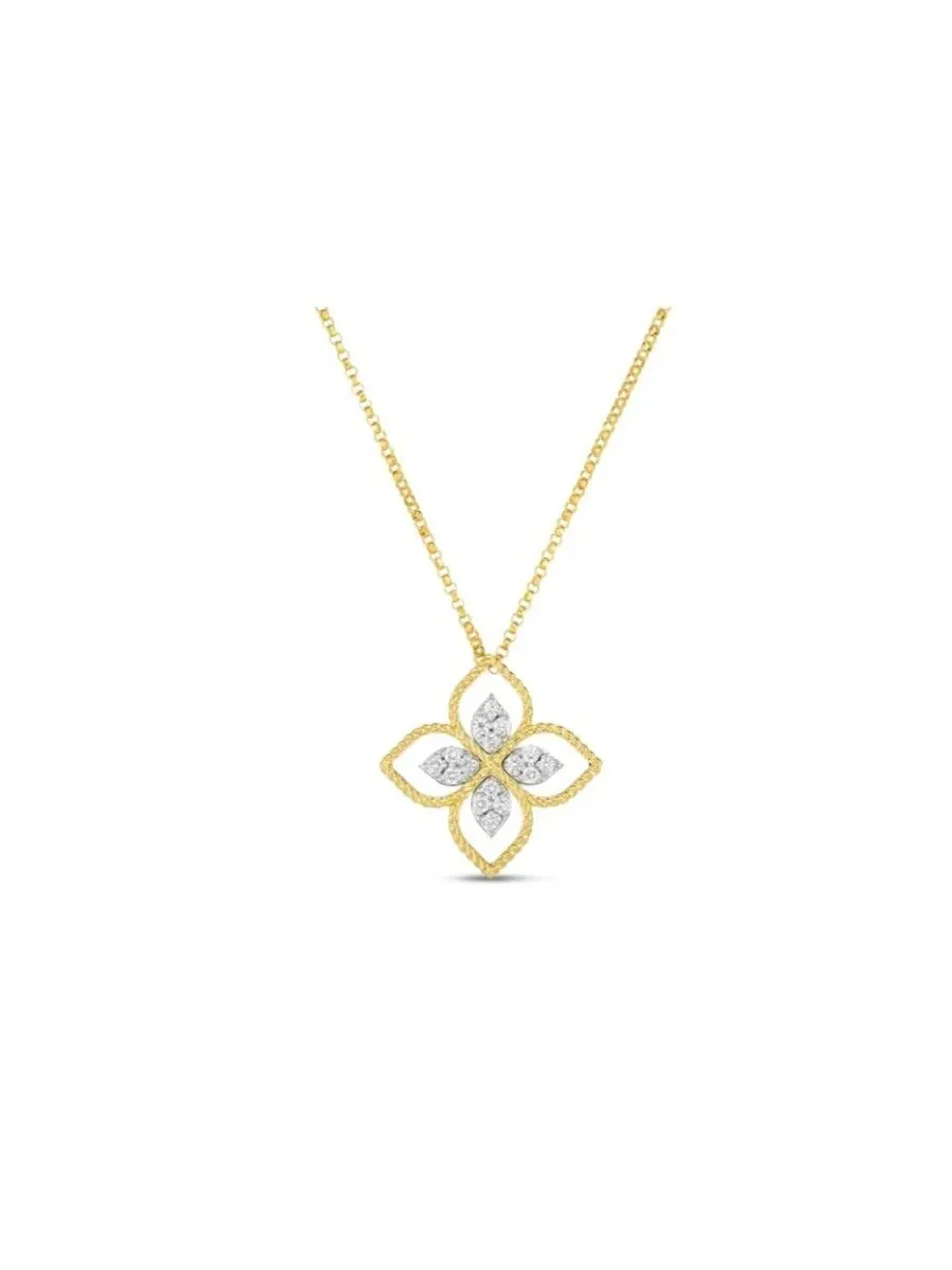 Подвеска Roberto Coin 18K Principessa Large Flower с бриллиантом - 7772716Aj17x — желтый