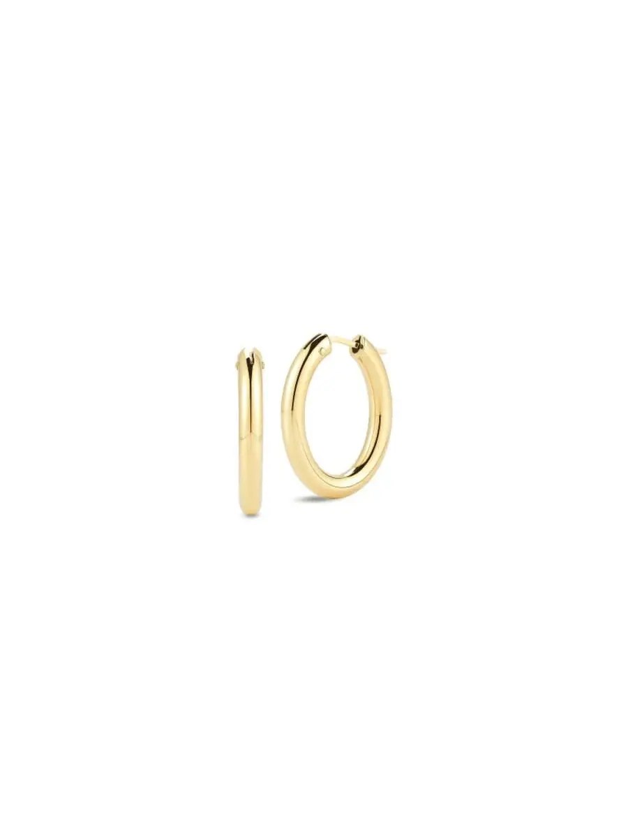 Серьги-кольца Roberto Coin из 18-каратного золота среднего размера, круглые, 25x22 мм — желтый