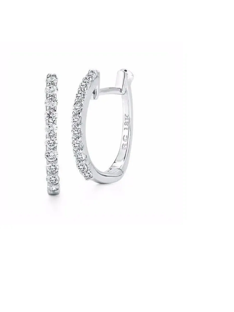 Серьги-конго Roberto Coin из белого золота 18K с бриллиантами 0,20 карата, ширина 12 мм — изображение 1 из 1, оттенок белый
