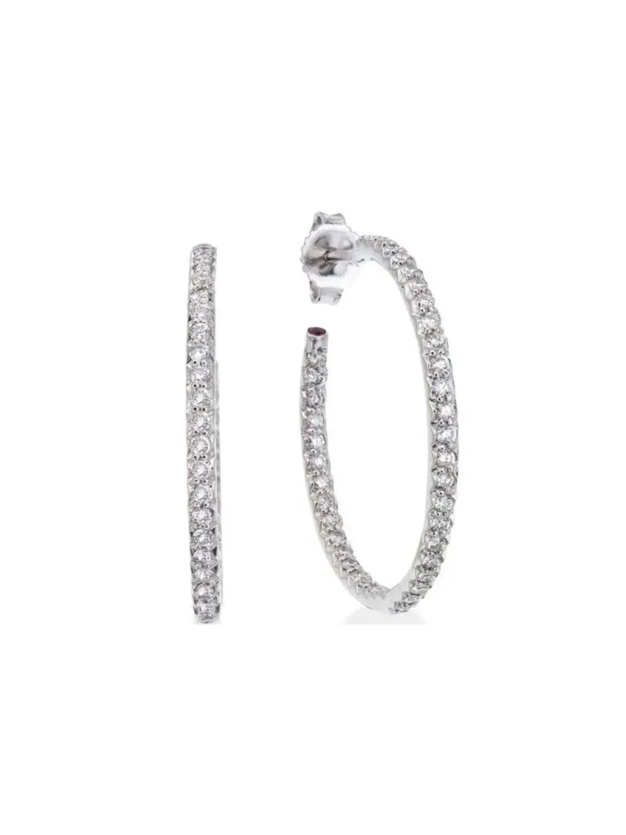 Серьги-кольца с бриллиантами из белого золота 18К Roberto Coin - 000604AWERX0 — белый