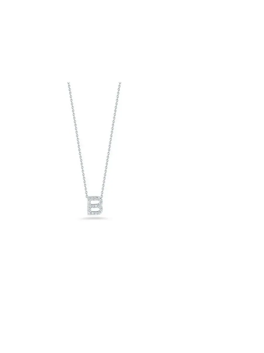 Подвеска Roberto Coin Tiny Treasures Love Letter B с бриллиантом из белого золота 18K — изображение 1 из 1, оттенок белый