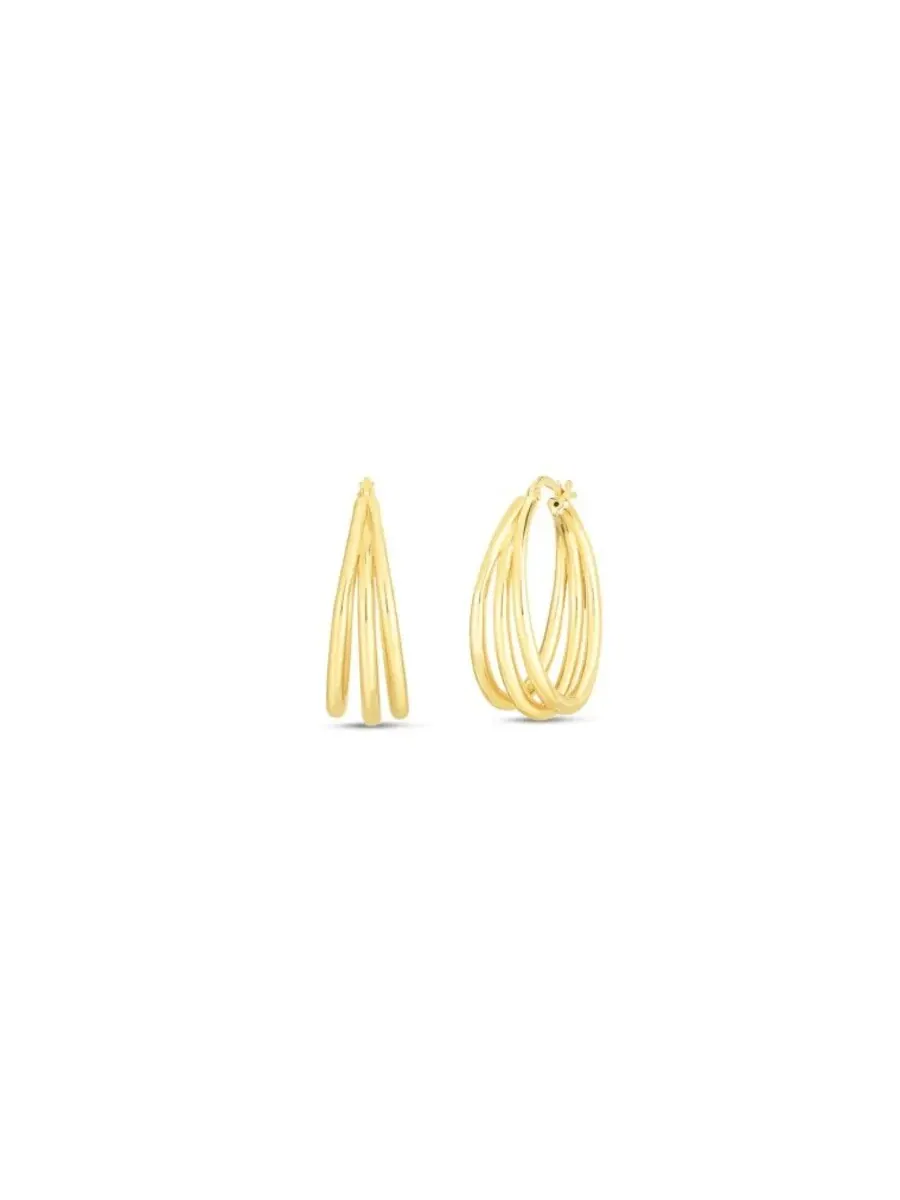 Серьги-кольца Roberto Coin из 18-каратного желтого золота, тонкие, тройные, с градуировкой - 6740625Ayer0, оттенок желтый