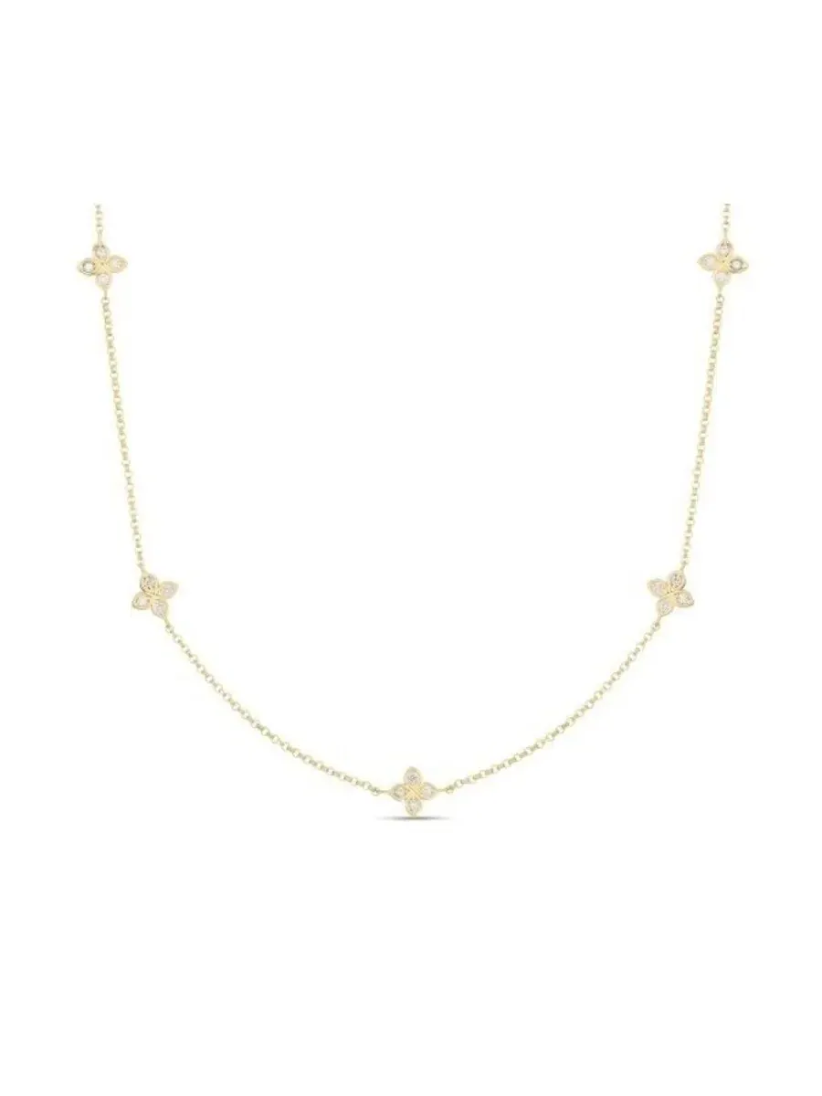 Ожерелье Roberto Coin 18K из желтого золота Love by The Inch с 5 алмазами в форме цветка - 7773286Ay17x — изображение 1 из 1
