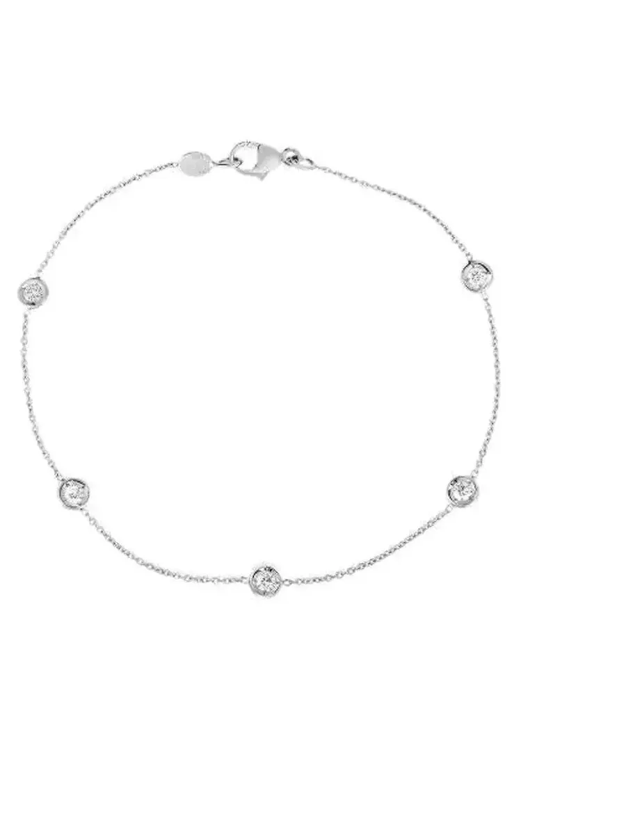 Браслет Roberto Coin 5 Diamond Station из белого золота 18 карат - 001316AWLBD0 — изображение 1 из 1, оттенок белый