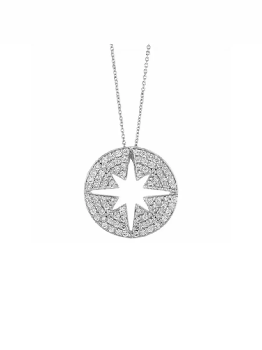 Подвеска-диск Roberto Coin Diamond Pavé Starburst Cutout из белого золота, 18" - 002127AWCHX0 — изображение 1 из 1