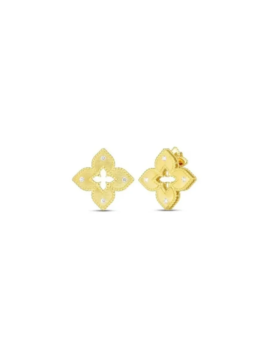 Серьги-гвоздики Roberto Coin Petite Venetian Princess с бриллиантами, 18K — изображение 1 из 1, оттенок желтый