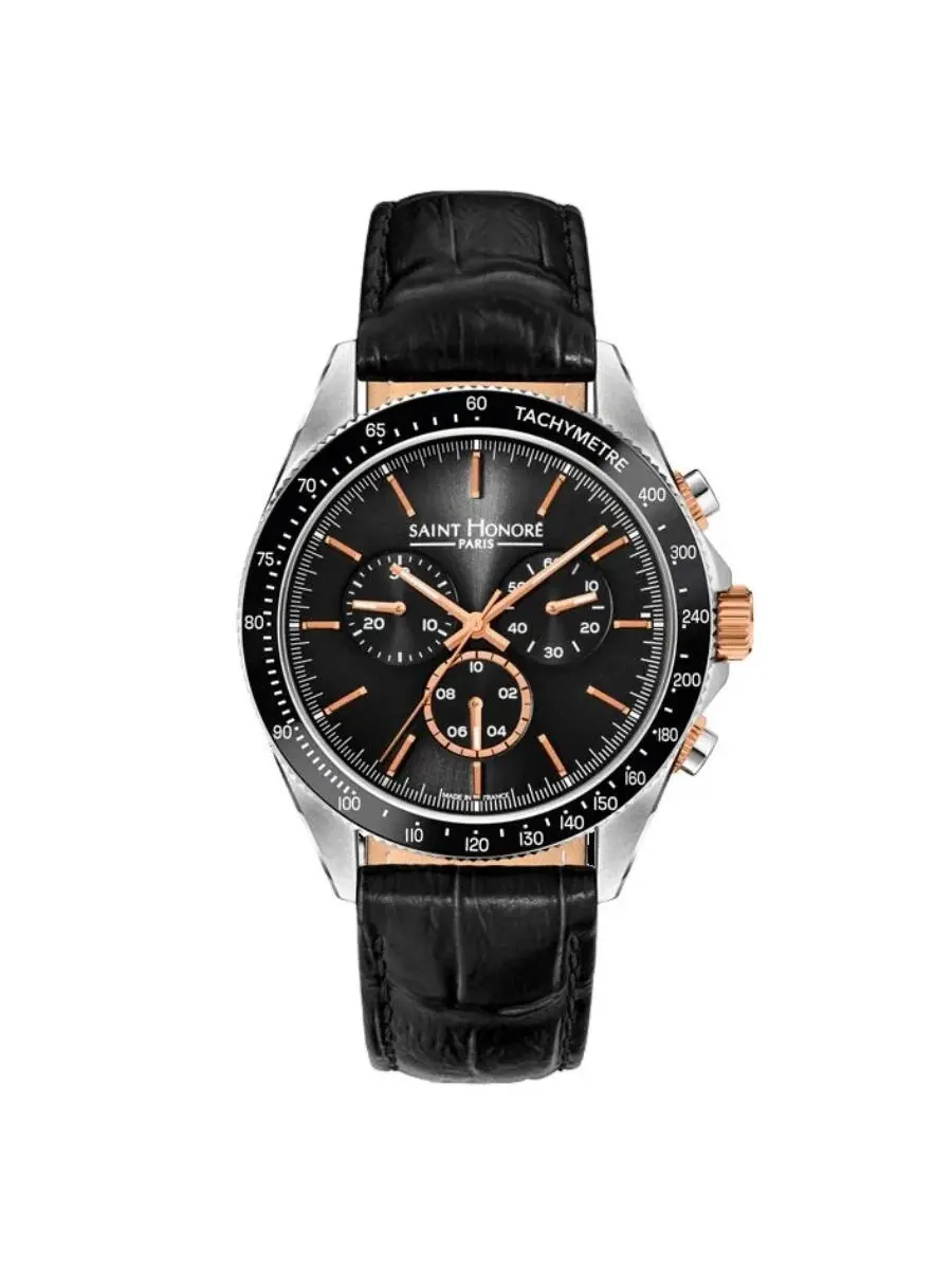 Мужские часы Saint Honore Paris Le Bourget Chronograph Quartz с черным циферблатом LB896001 67NIR — черный