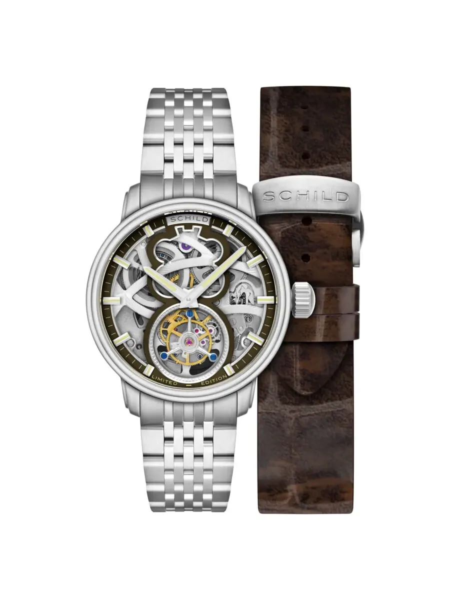 Мужские часы Schild Maximillian Brown Dial SC-1002-DD — серебристый