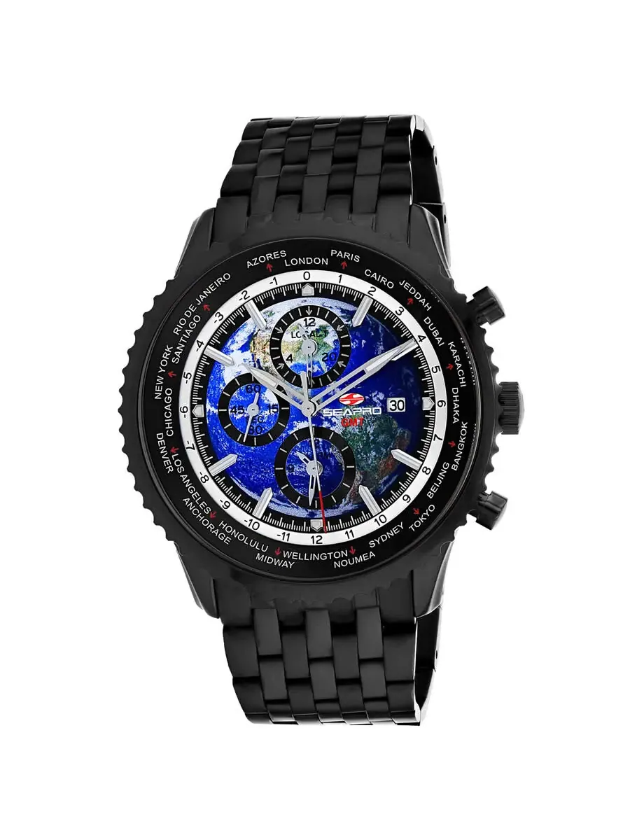 Мужские часы Seapro Meridian World Timer GMT с синим циферблатом SP7322