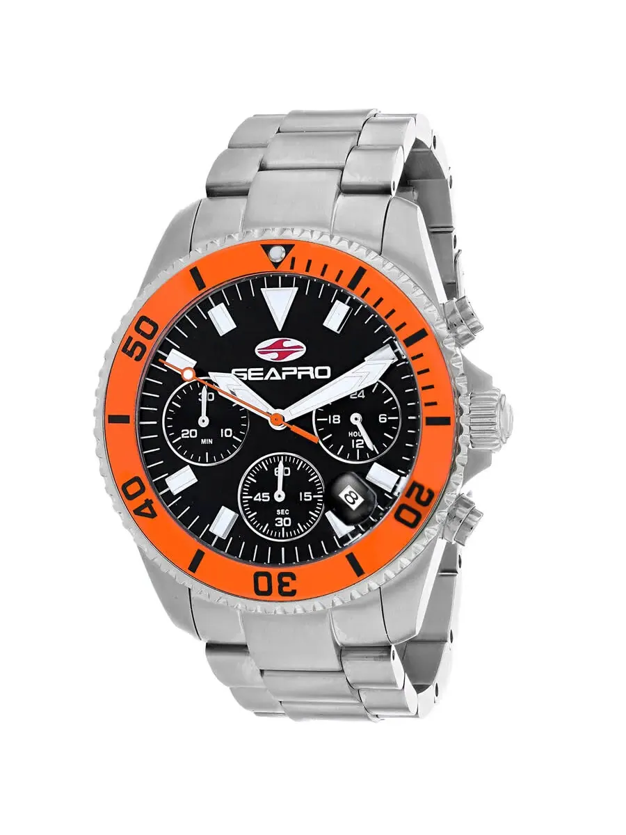 Мужские часы Seapro Scuba 200 Chrono с черным циферблатом SP4353