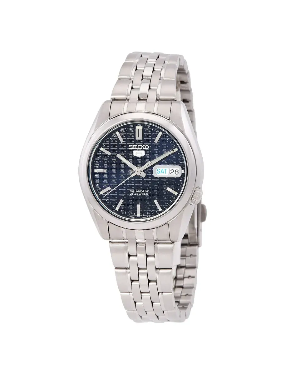 Мужские часы Seiko 5 с автоматическим механизмом, циферблатом Midnight Logo SNK357 — серебристый