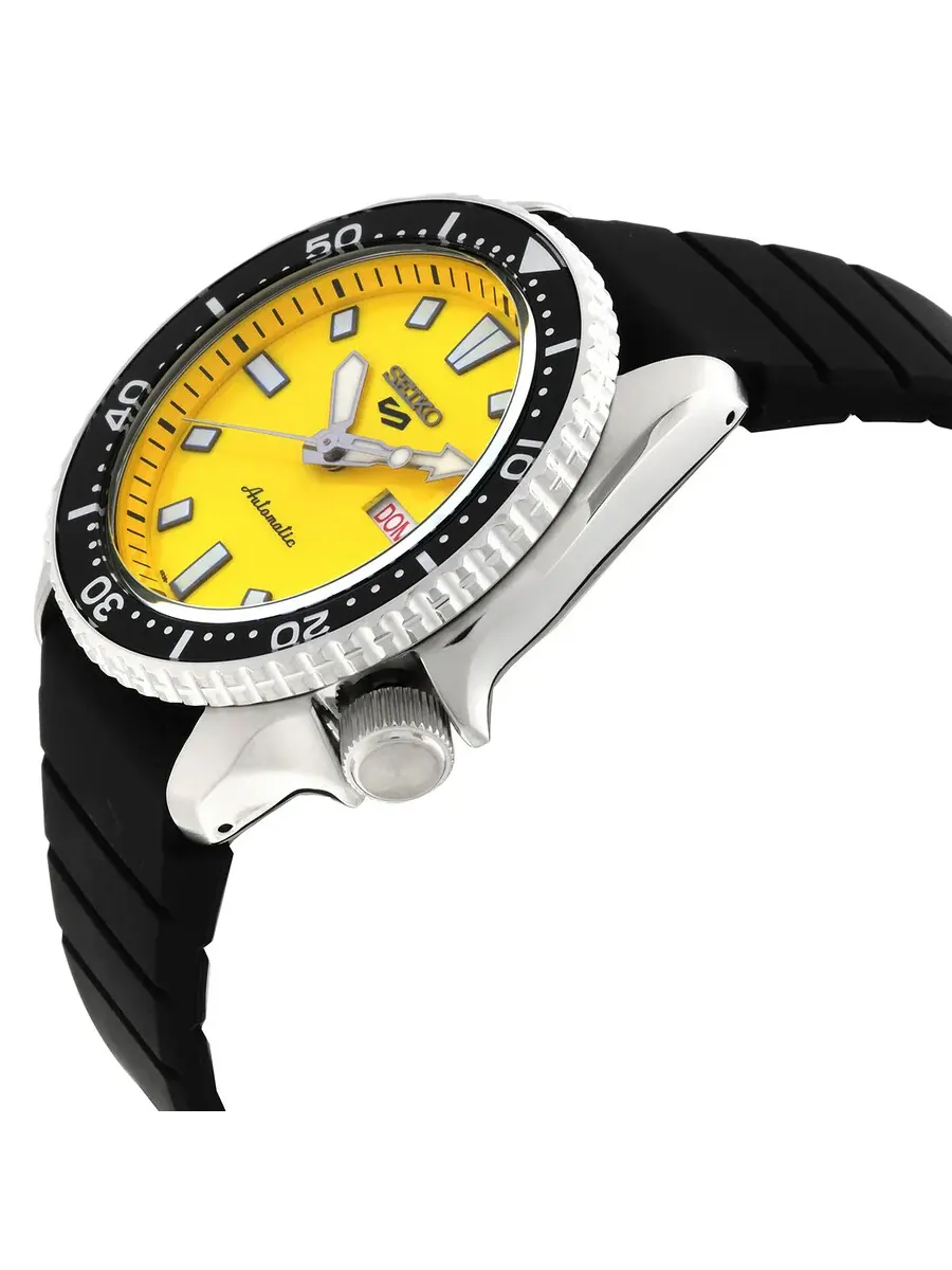 Мужские механические часы Seiko 5 Sports с желтым циферблатом SRPL87K1 — изображение 2 из 3, оттенок черный
