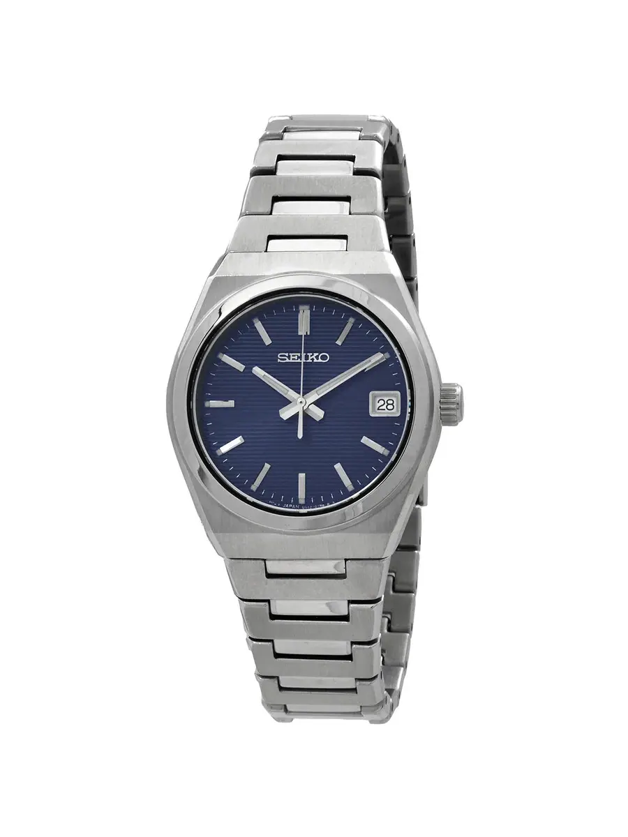 Женские часы Seiko Essentials с кварцевым механизмом и синим циферблатом SUR575P1 — серебристый