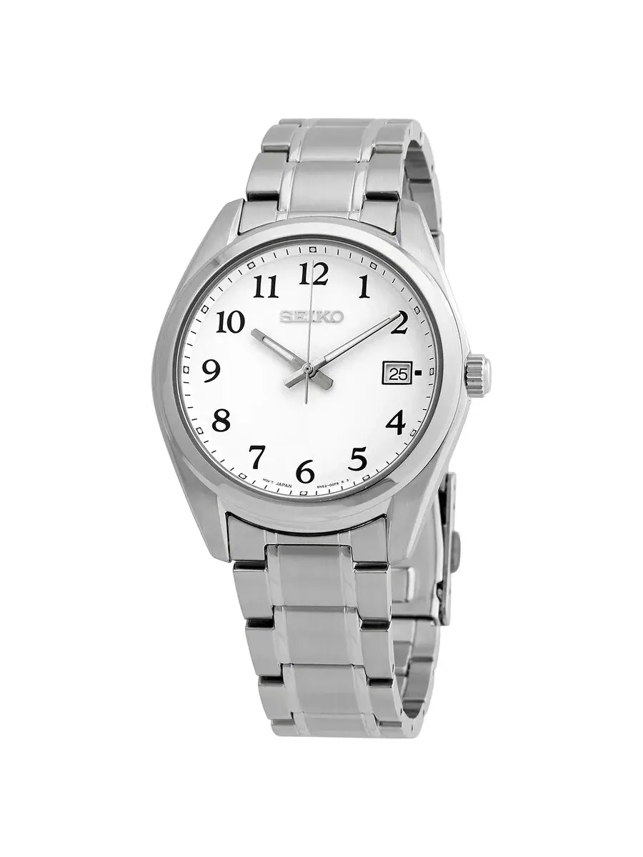 Мужские часы Seiko Core Quartz с белым циферблатом SUR459P1 — изображение 1 из 3, оттенок серебряный