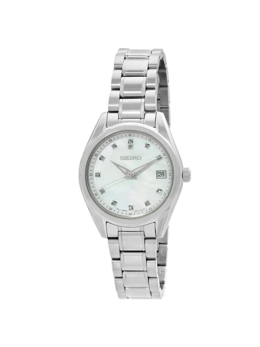 Женские часы Seiko Diamond Quartz с перламутровым циферблатом SUR579P1 — изображение 1 из 3, оттенок серебряный
