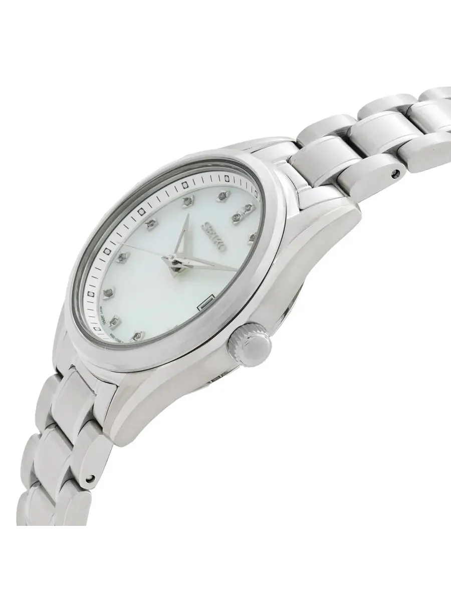 Женские часы Seiko Diamond Quartz с перламутровым циферблатом SUR579P1 — изображение 2 из 3, оттенок серебряный