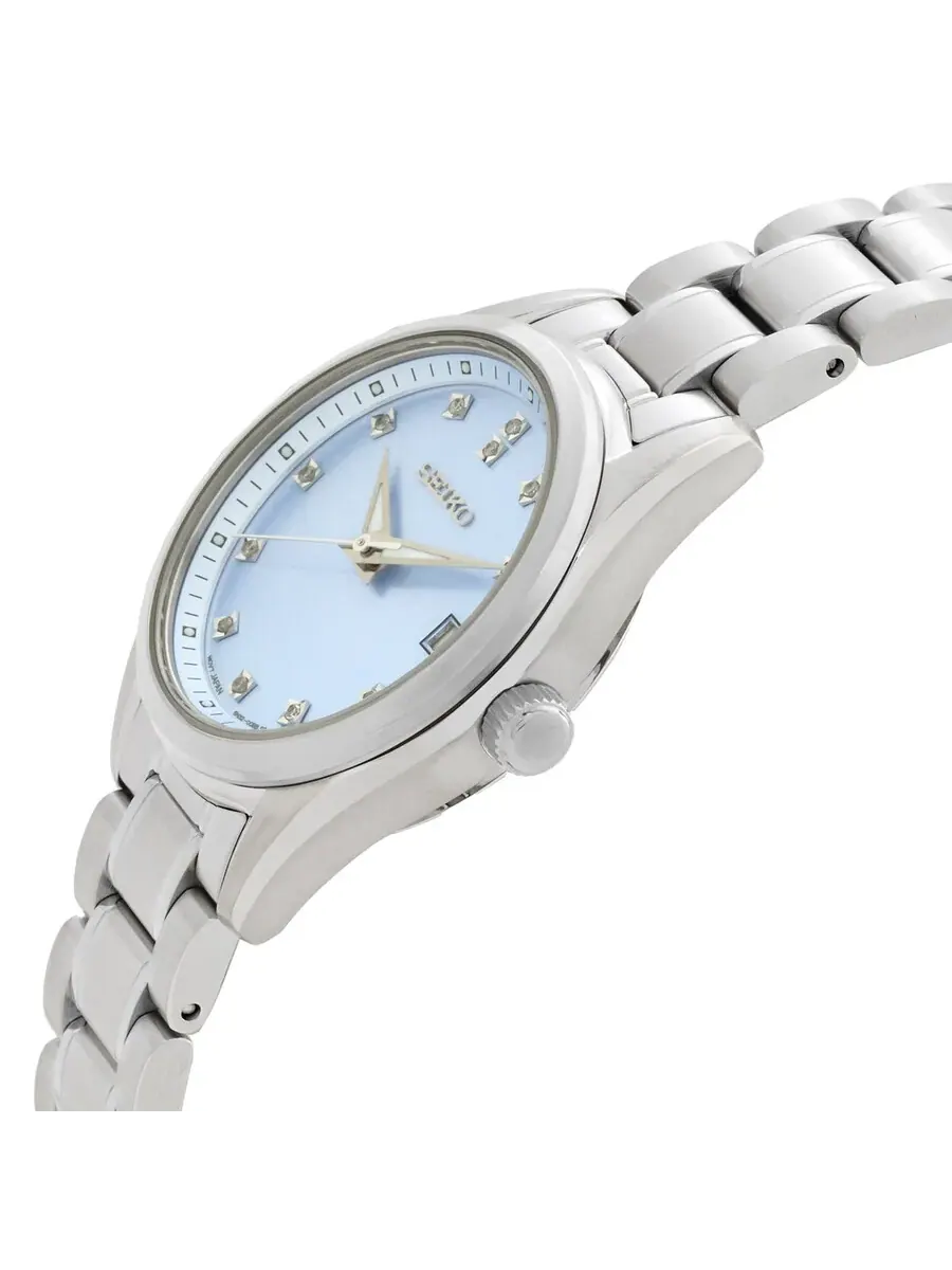 Женские часы Seiko Diamonds Quartz с синим циферблатом SUR581P1 — изображение 2 из 3, оттенок серебряный