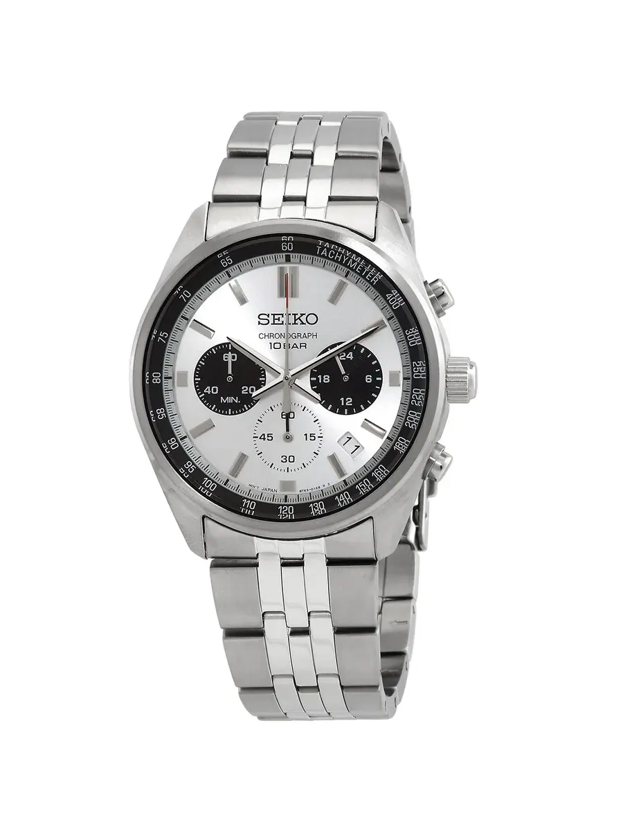 Мужские кварцевые часы Seiko Motorsports Chronograph с белым циферблатом SSB425P1 — изображение 1 из 3, оттенок серебряный