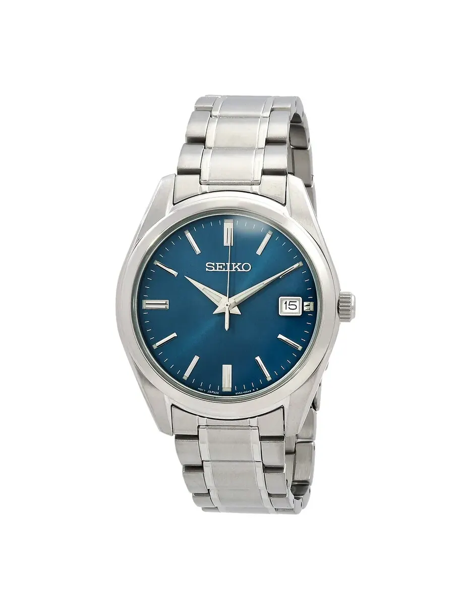 Мужские часы Seiko Quartz с синим циферблатом SUR525P1 — серебристый