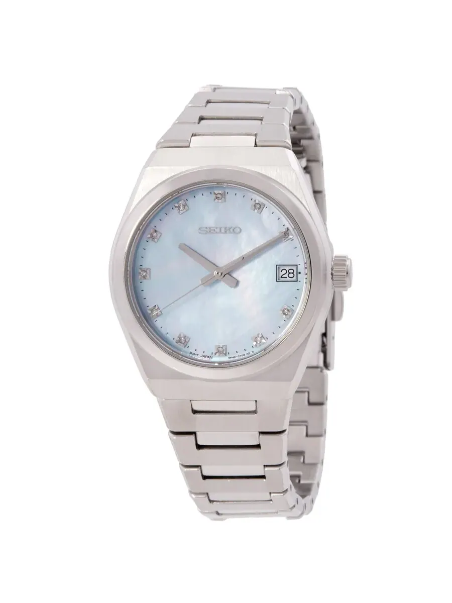 Женские часы Seiko Quartz с синим перламутровым циферблатом SUR603P1 — изображение 1 из 3, оттенок серебряный