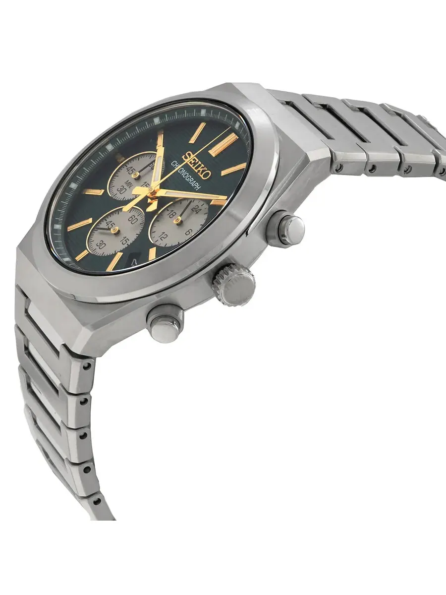 Мужские часы Seiko Sport Chronograph с кварцевым механизмом и зеленым циферблатом SSB461P1 — изображение 2 из 3