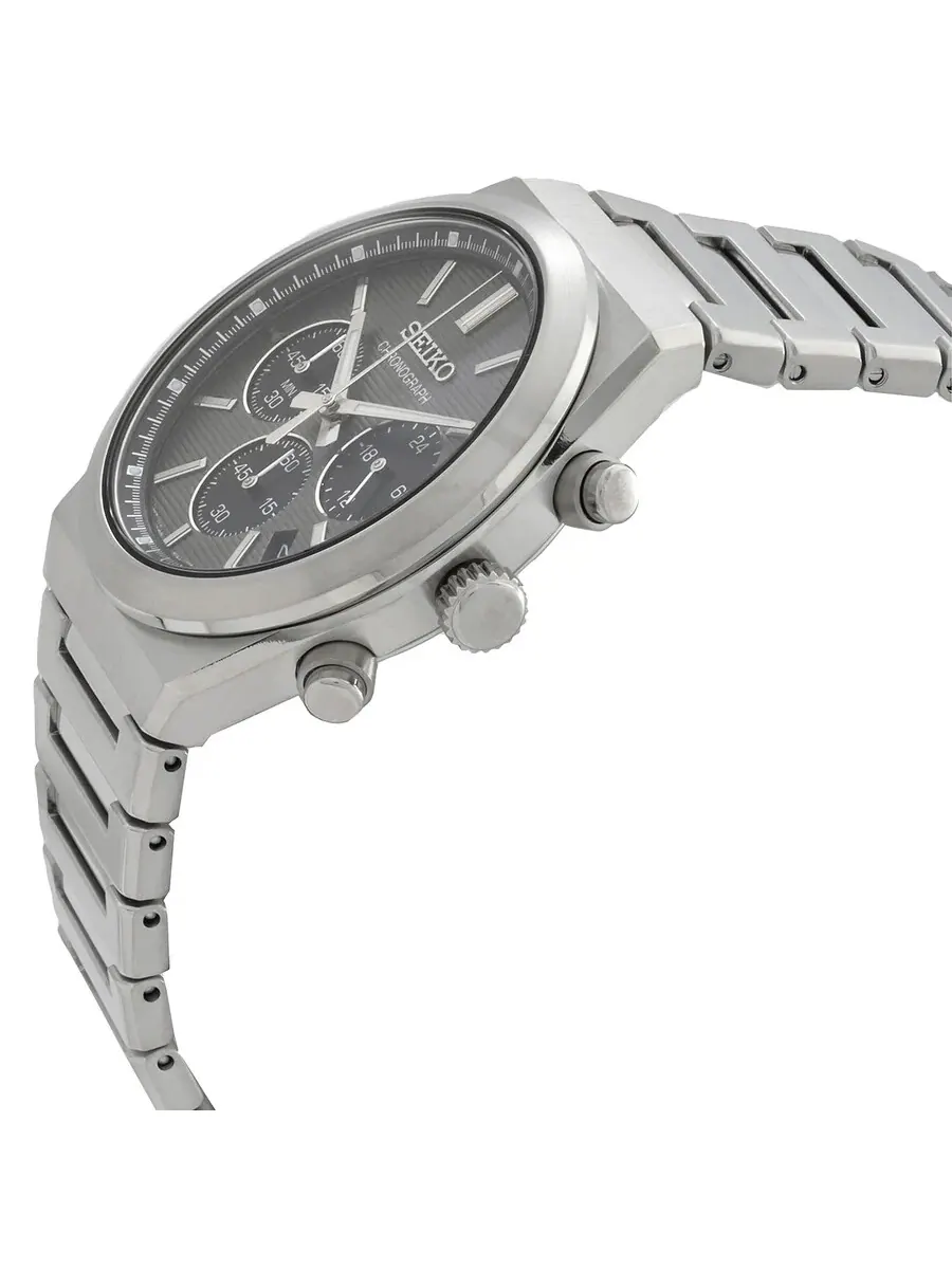 Мужские часы Seiko Sport Chronograph с кварцевым механизмом и серым циферблатом SSB455P1 — изображение 2 из 3