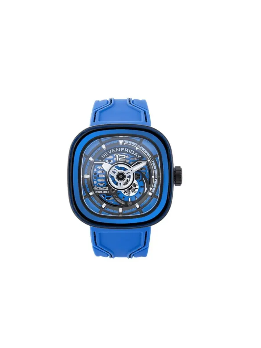 Мужские часы Sevenfriday PS-Colored Carbon Automatic с дневно-ночным синим циферблатом PS3/04 — синий
