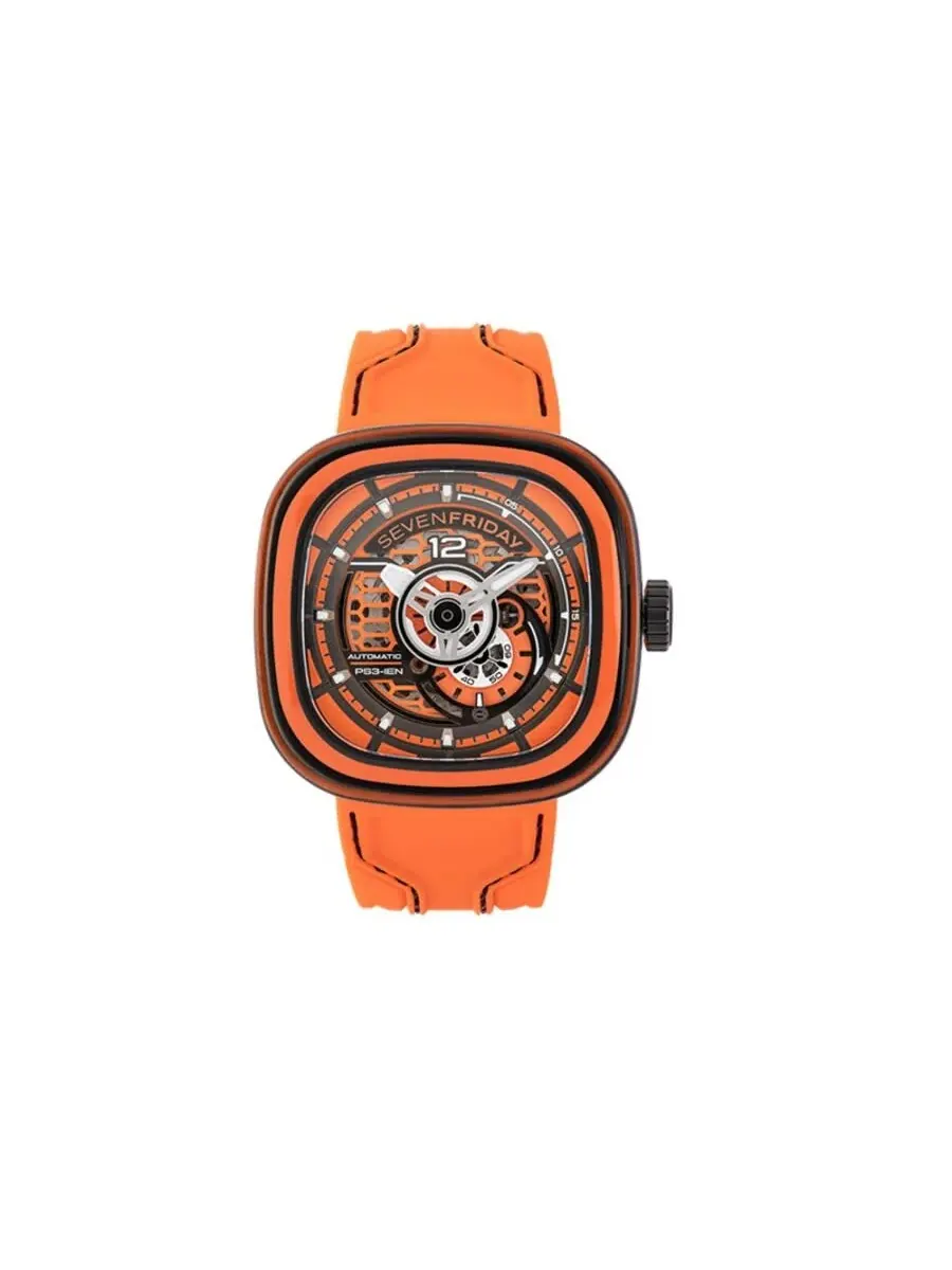 Мужские часы Sevenfriday PS-Colored Carbon Automatic с оранжевым циферблатом день-ночь PS3/03 — оранжевый