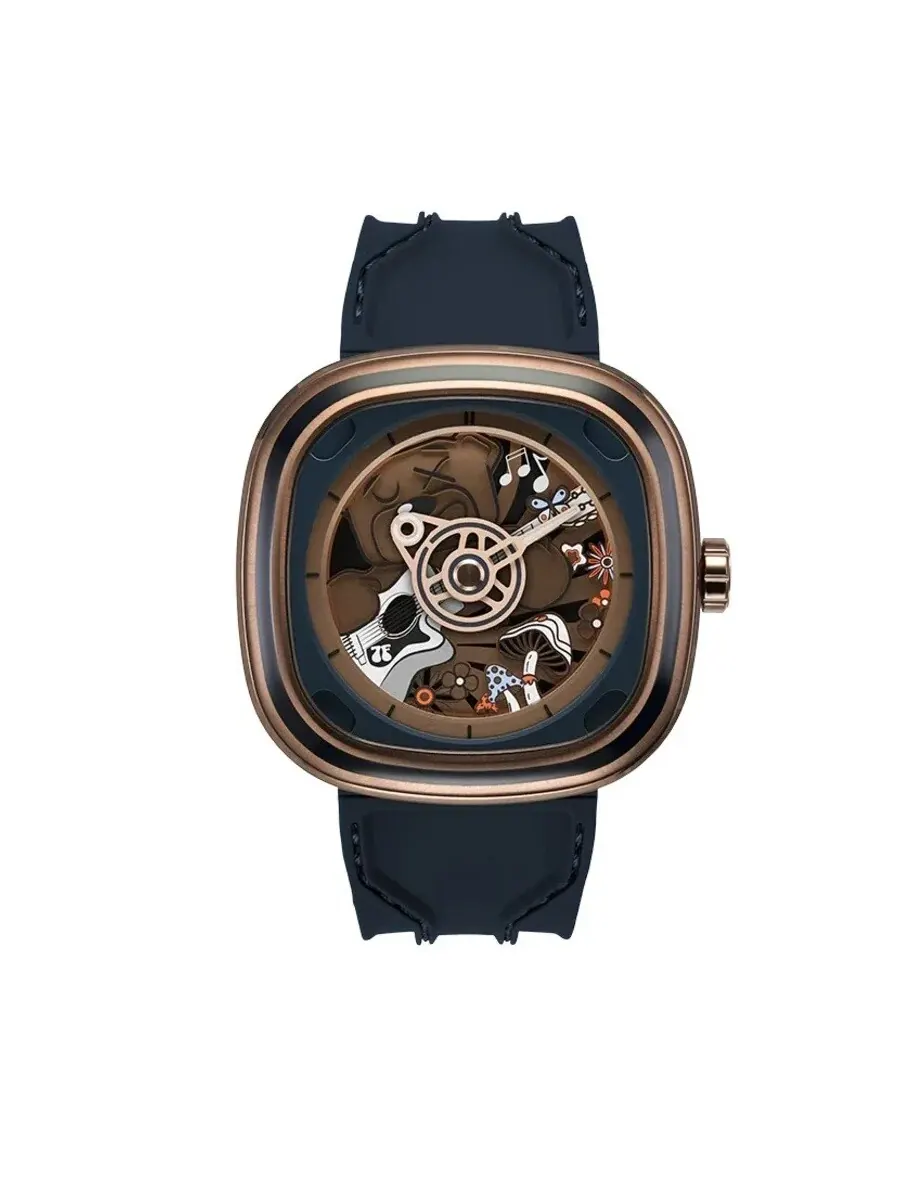 Мужские часы Sevenfriday серии T «RILEY II» с автоматическим механизмом и синим циферблатом T2/08