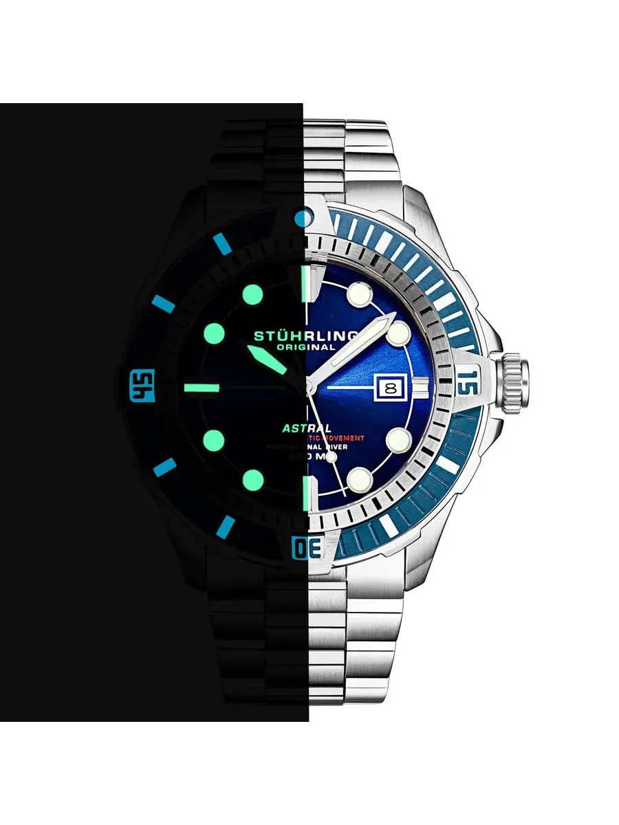 Мужские часы Stuhrling Original Aquadiver Automatic с синим циферблатом M16746 — изображение 4 из 6, оттенок синий