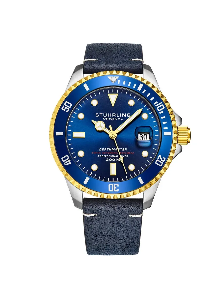 Мужские автоматические часы Stuhrling Original Aquadiver с синим циферблатом, модель M17184 — изображение 1 из 3