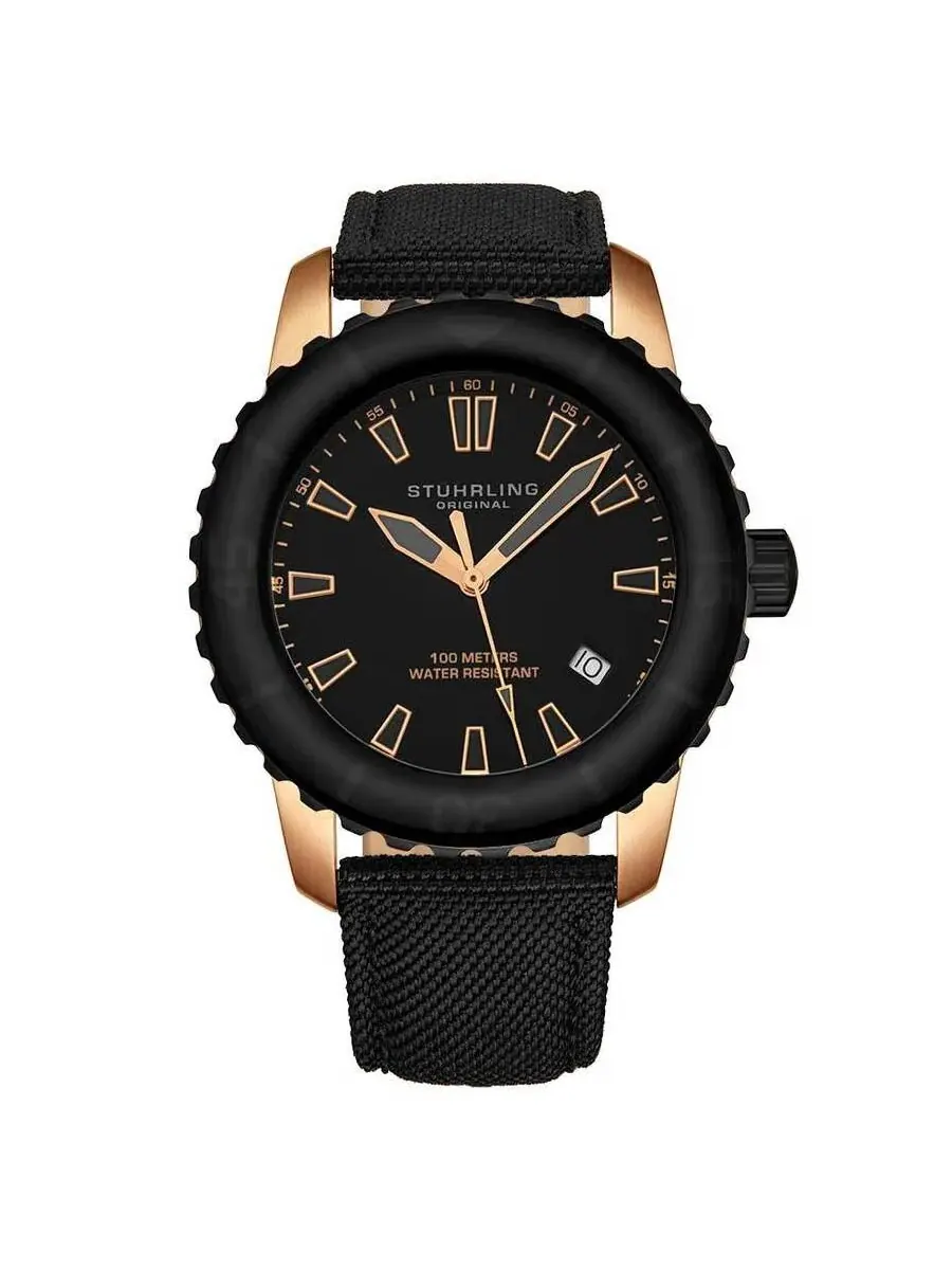 Мужские часы Stuhrling Original Aquadiver с черным циферблатом M15241 — изображение 1 из 1, оттенок черный