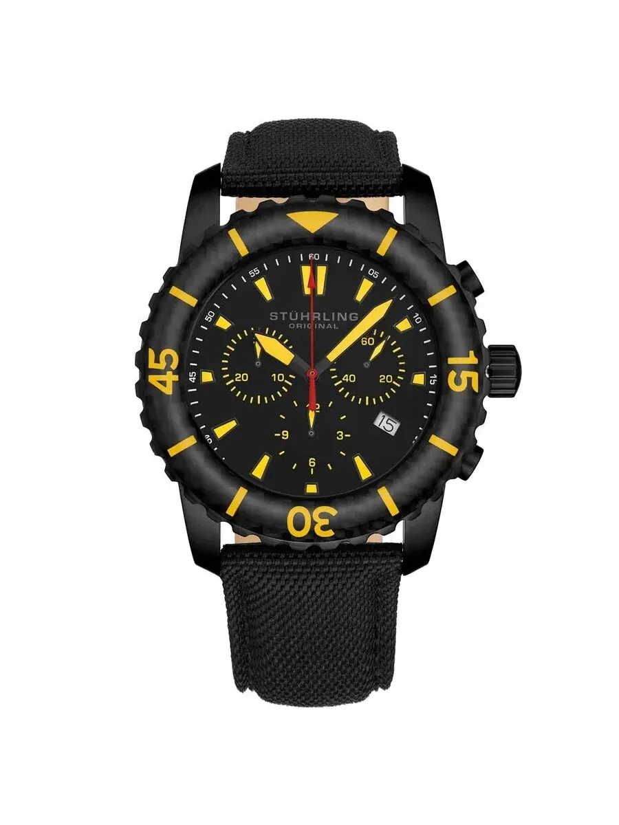 Мужские часы Stuhrling Original Aquadiver с черным циферблатом M15243 — изображение 1 из 1, оттенок черный