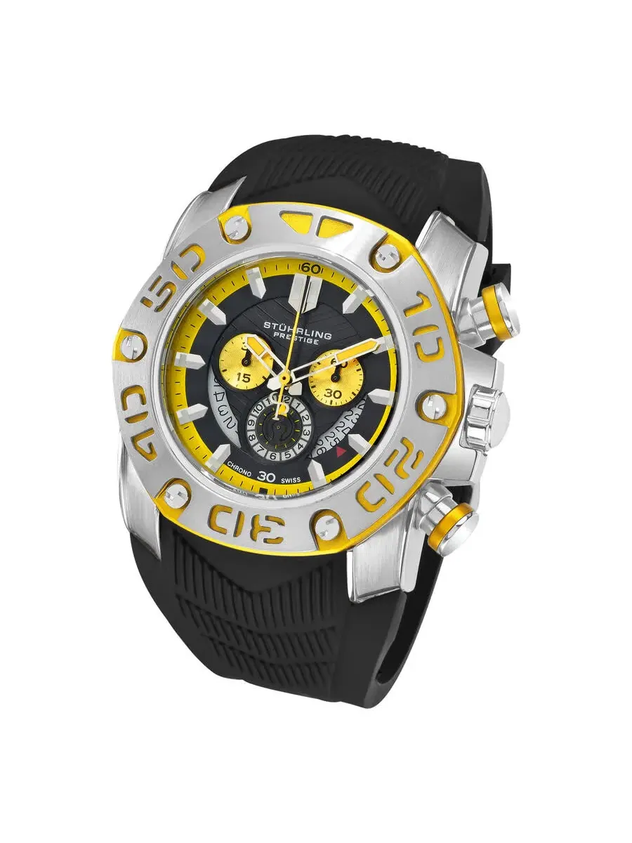 Мужские часы Stuhrling Original Aquadiver с черным циферблатом M15254 — изображение 2 из 2, оттенок серебряный