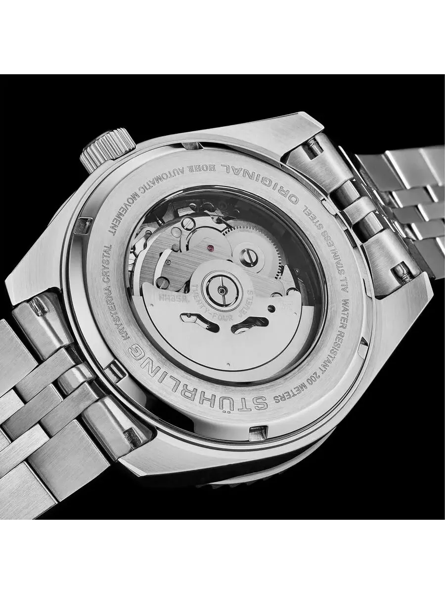 Мужские часы Stuhrling Original Aquadiver Automatic с черным циферблатом M18017 — изображение 4 из 4, оттенок синий