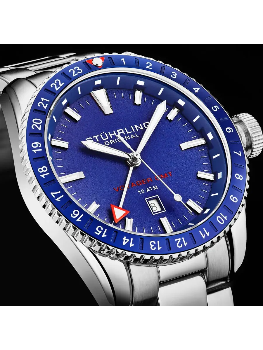 Мужские часы Stuhrling Original Aquadiver Quartz с синим циферблатом M17219 — изображение 6 из 6, оттенок синий
