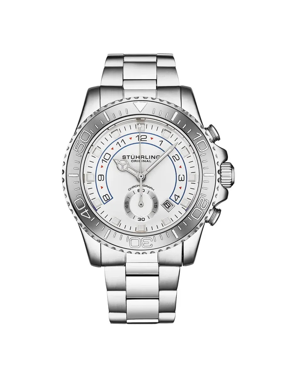 Мужские часы Stuhrling Original Aquadiver Quartz с белым циферблатом M16749 — изображение 1 из 2, оттенок серебряный