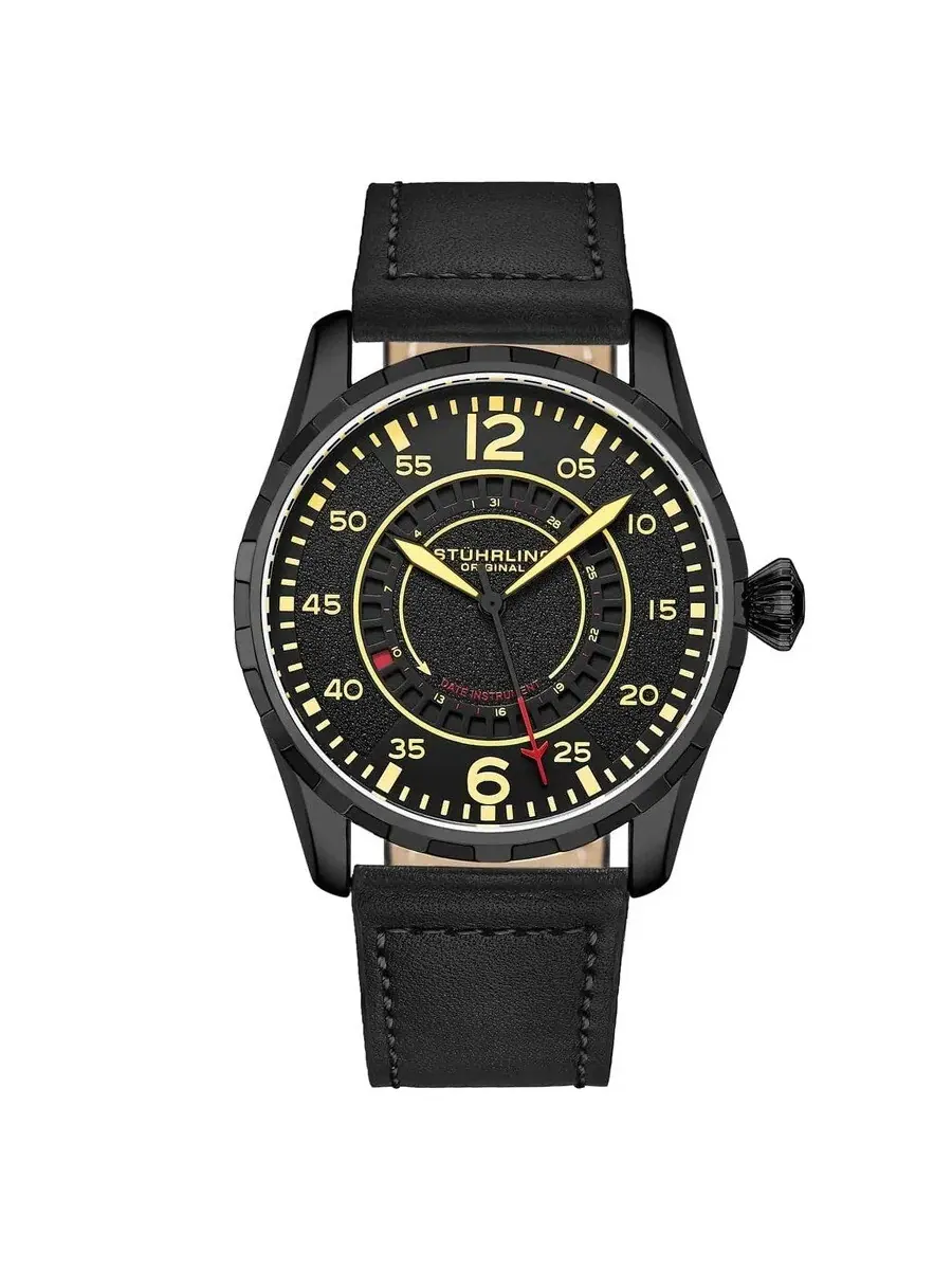 Мужские часы Stuhrling Original Aviator с черным циферблатом M15933 — изображение 1 из 1, оттенок черный