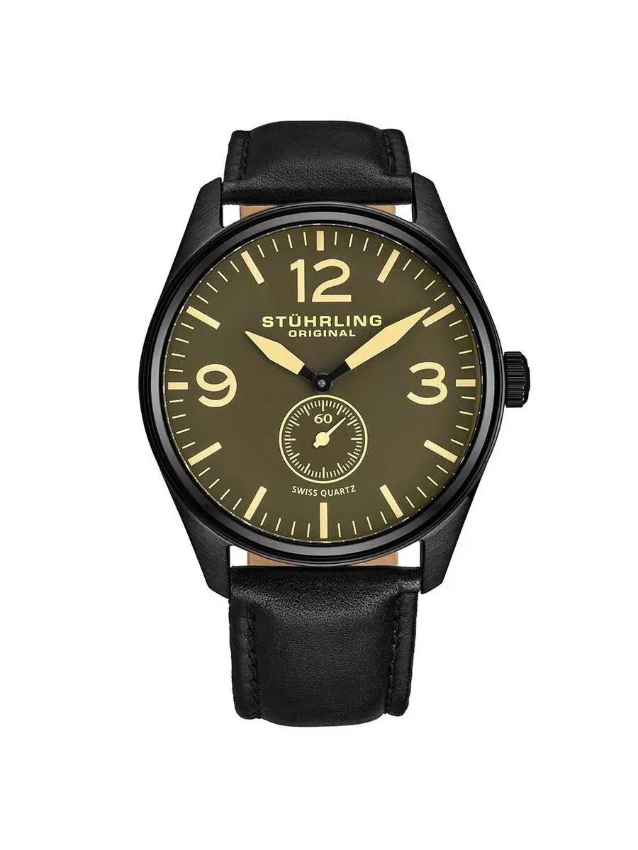 Мужские часы Stuhrling Original Aviator с коричневым циферблатом M15557 — изображение 1 из 1, оттенок черный