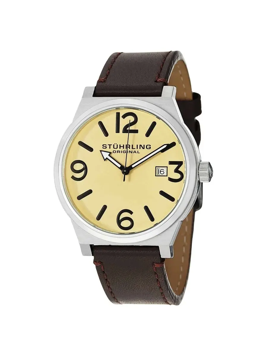 Мужские часы Stuhrling Original Aviator с шампаневым циферблатом M15279 — изображение 1 из 1, оттенок серебряный