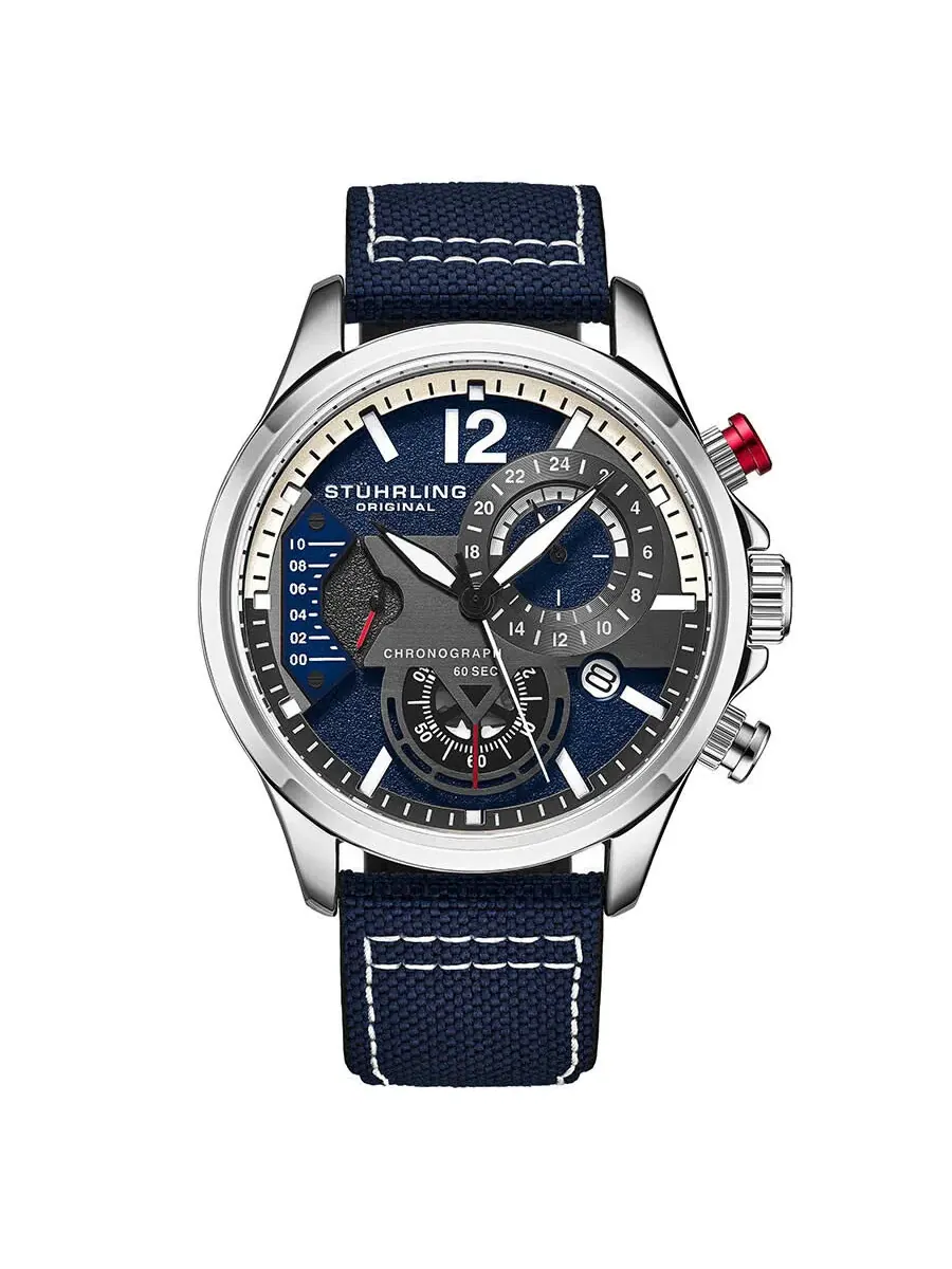 Мужские часы Stuhrling Original Aviator с кварцевым механизмом и синим циферблатом M13587 — изображение 1 из 4