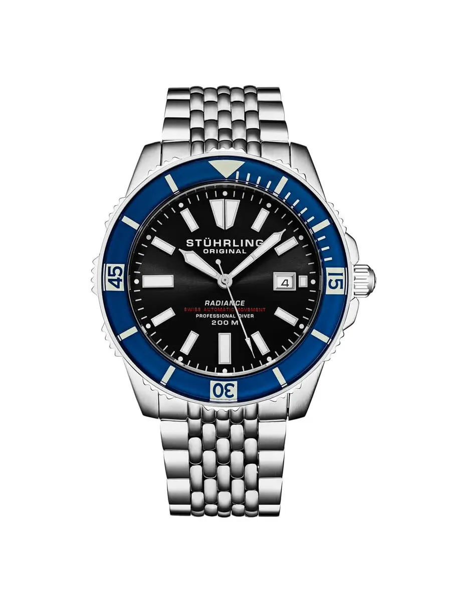 Мужские автоматические часы Stuhrling Original Depthmaster с черным циферблатом, модель M17088 — изображение 1 из 1