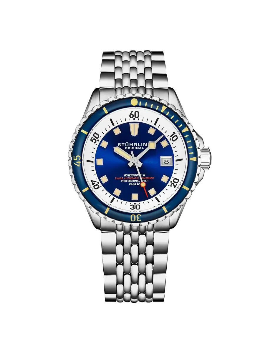 Мужские автоматические часы Stuhrling Original Depthmaster с синим циферблатом, модель M18011 — изображение 1 из 3