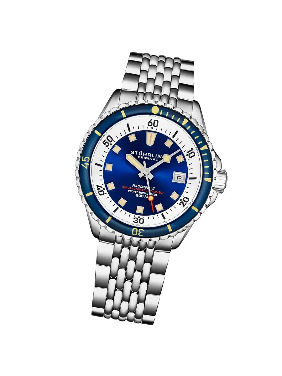 Мужские автоматические часы Stuhrling Original Depthmaster с синим циферблатом, модель M18011 — изображение 2 из 3