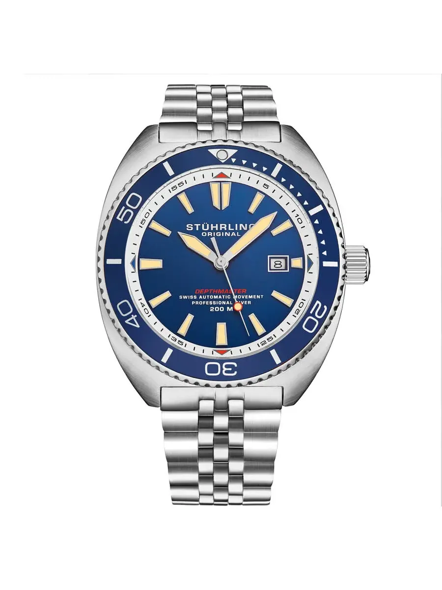 Мужские часы Stuhrling Original Depthmaster с автоматическим механизмом и синим циферблатом M18013 — изображение 1 из 3