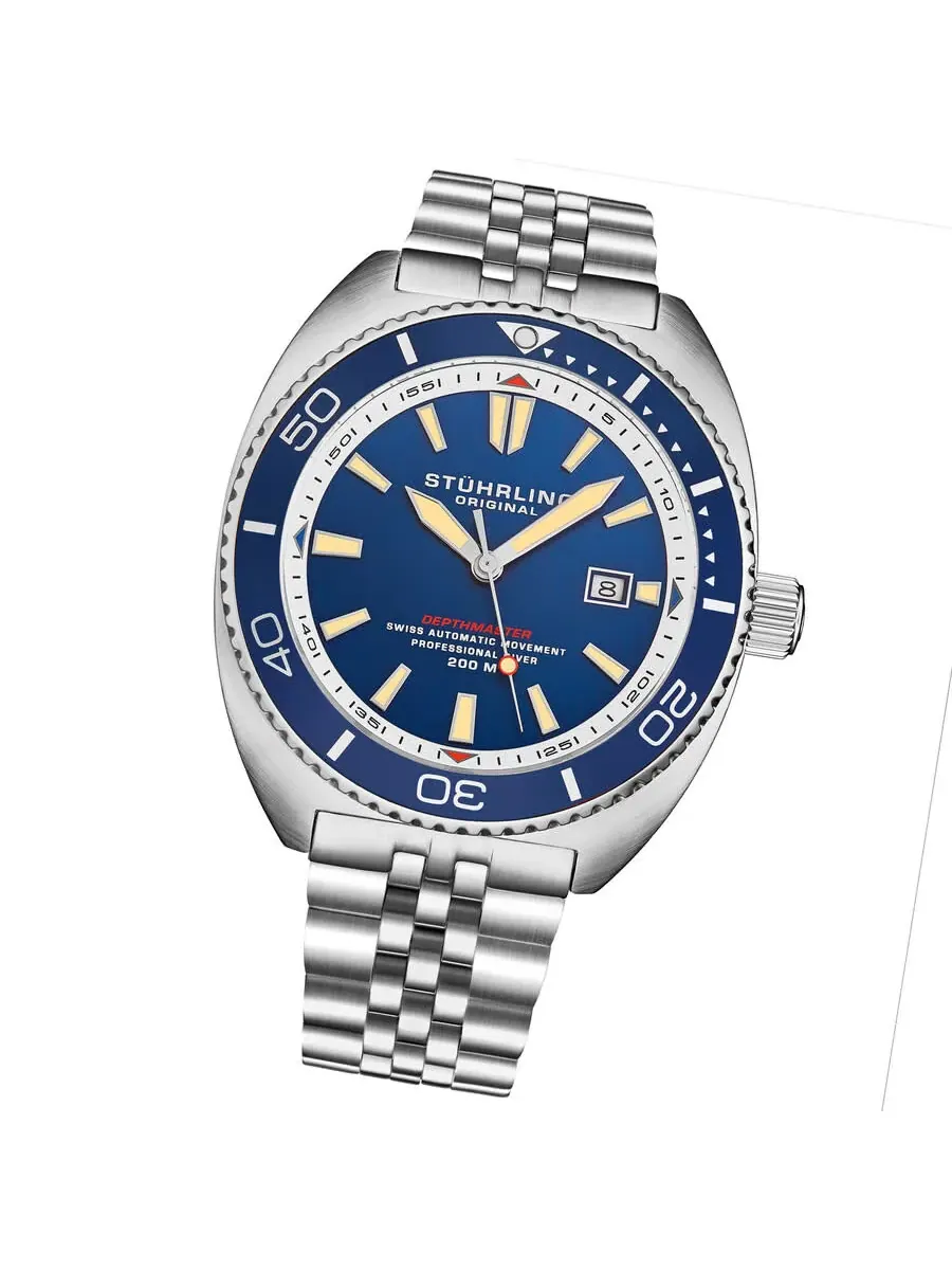 Мужские часы Stuhrling Original Depthmaster с автоматическим механизмом и синим циферблатом M18013 — изображение 2 из 3