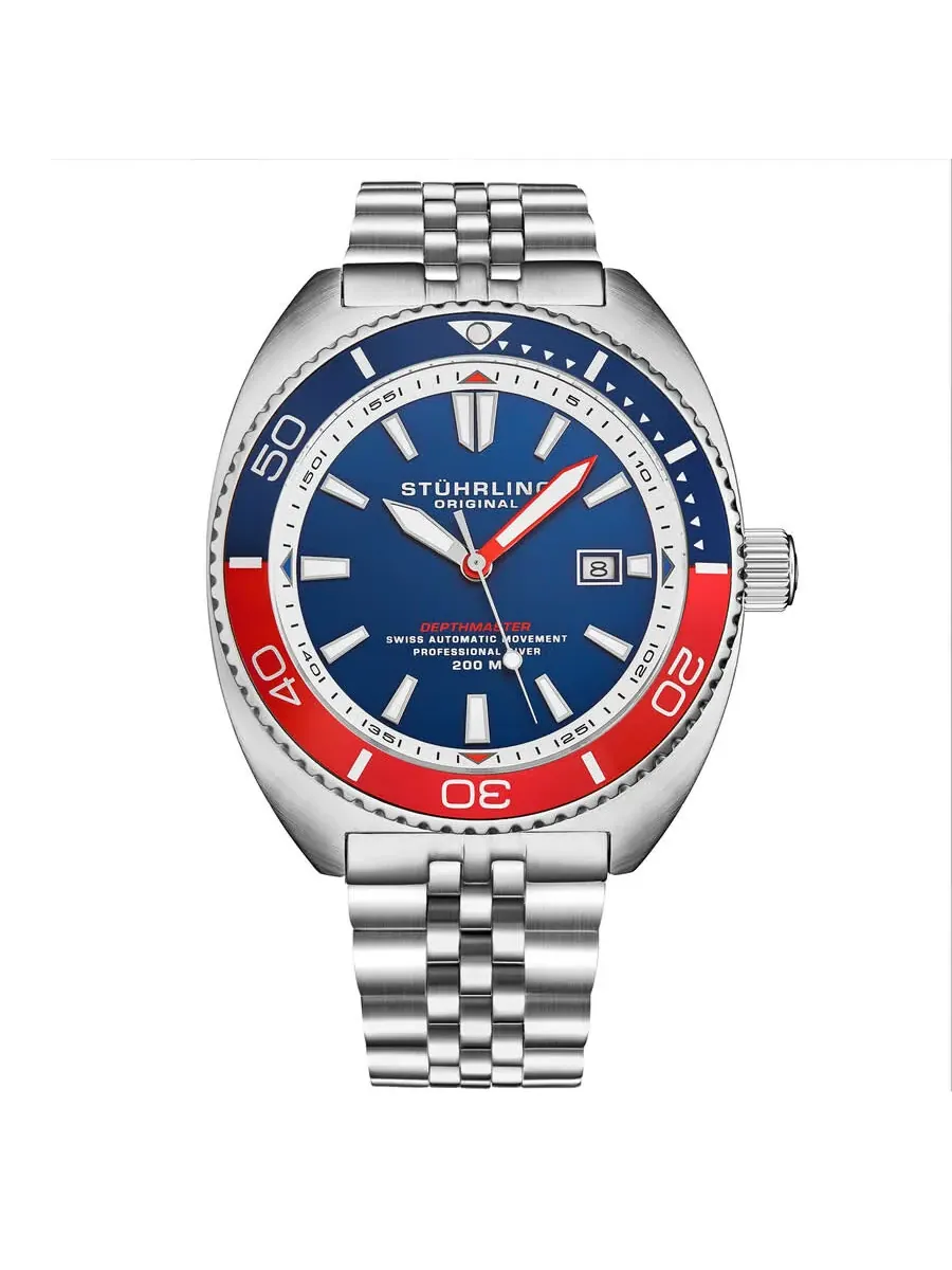 Мужские часы Stuhrling Original Depthmaster с автоматическим механизмом и синим циферблатом M18015 — изображение 1 из 3