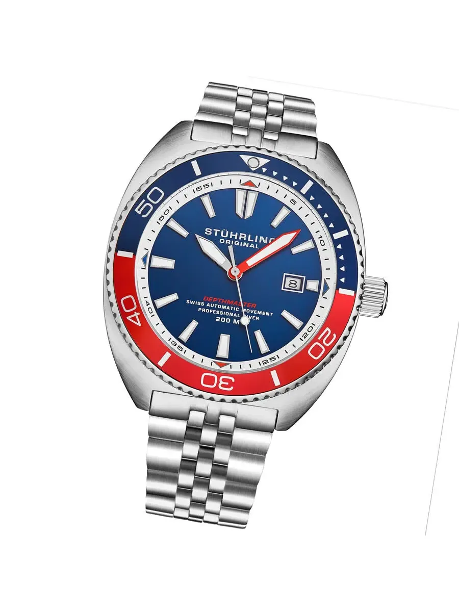 Мужские часы Stuhrling Original Depthmaster с автоматическим механизмом и синим циферблатом M18015 — изображение 2 из 3