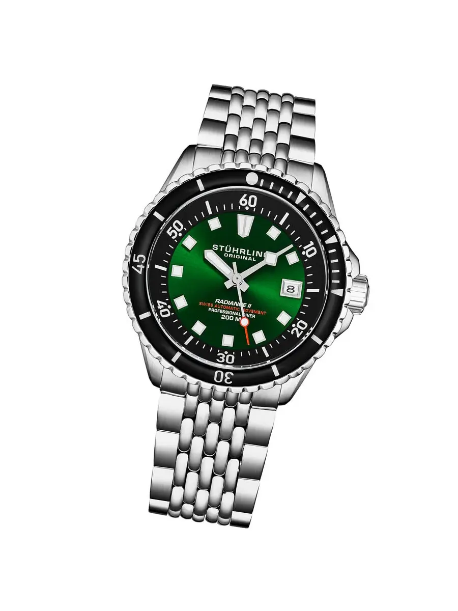 Мужские часы Stuhrling Original Depthmaster с автоматическим механизмом и зеленым циферблатом M18012 — изображение 2 из 3
