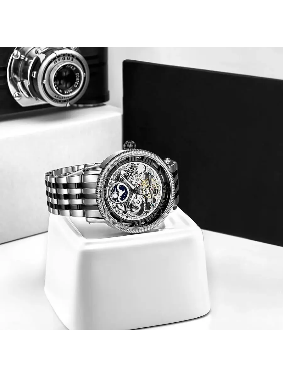 Мужские часы Stuhrling Original Legacy Automatic с черным циферблатом M13566 — изображение 3 из 3, оттенок серебряный